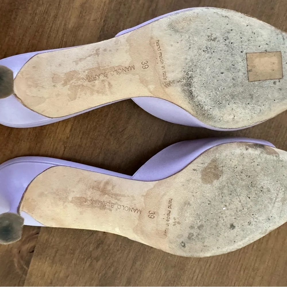 Manolo Blahnik Lavender Open-Toe Heels EU 39 - Picture 5 of 5